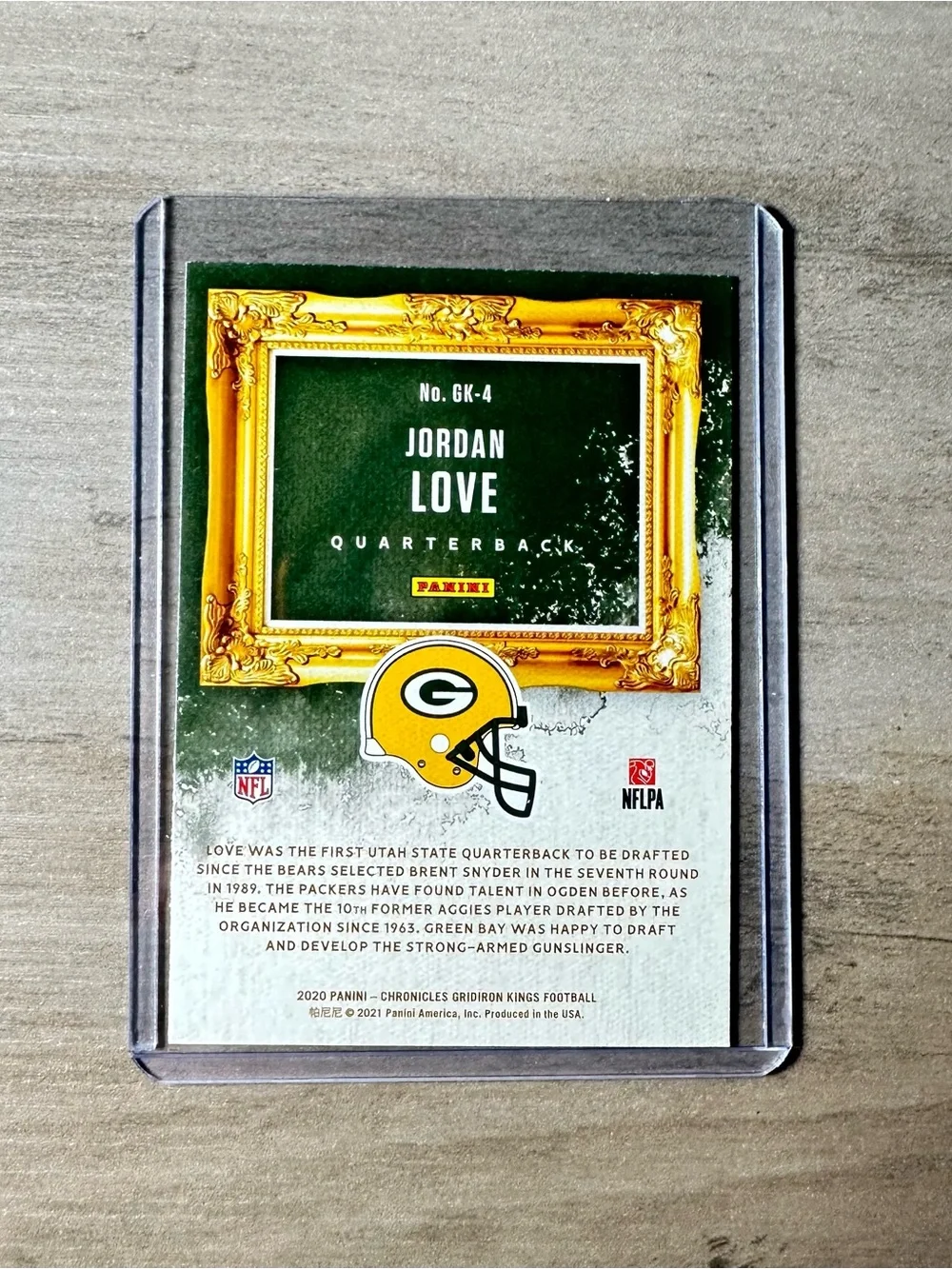 Jordan Love Signed Rookie Card. 2020 Panini #GK-4. Autograph. Green Bay Packers.